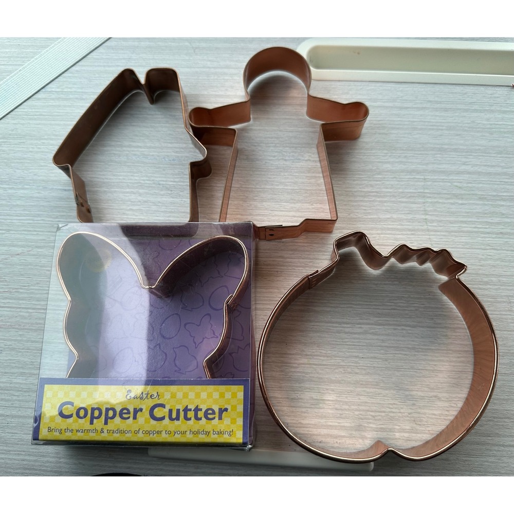 VTG Wilton Solid Copper Cookie Cutters Lot of 4 Large MultiSeason Girl Butterfly